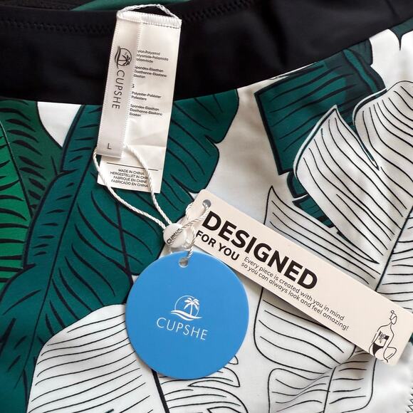 NWT Cupshe Swimsuit Green Palm Cutout Keyhole One Piece Medium Sexy Strappy - Picture 7 of 9